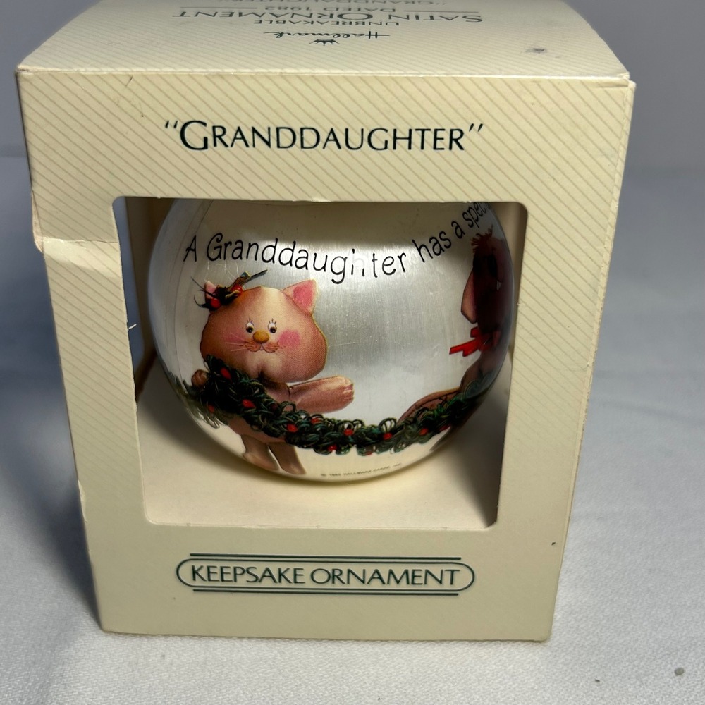 Hallmark Granddaughter Christmas 1982 Satin Unbreakable Keepsake‎ Ornament